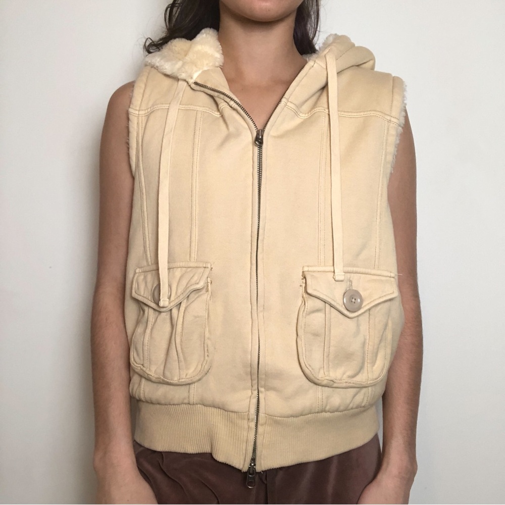 Tan Cozy Hoodie Vest!